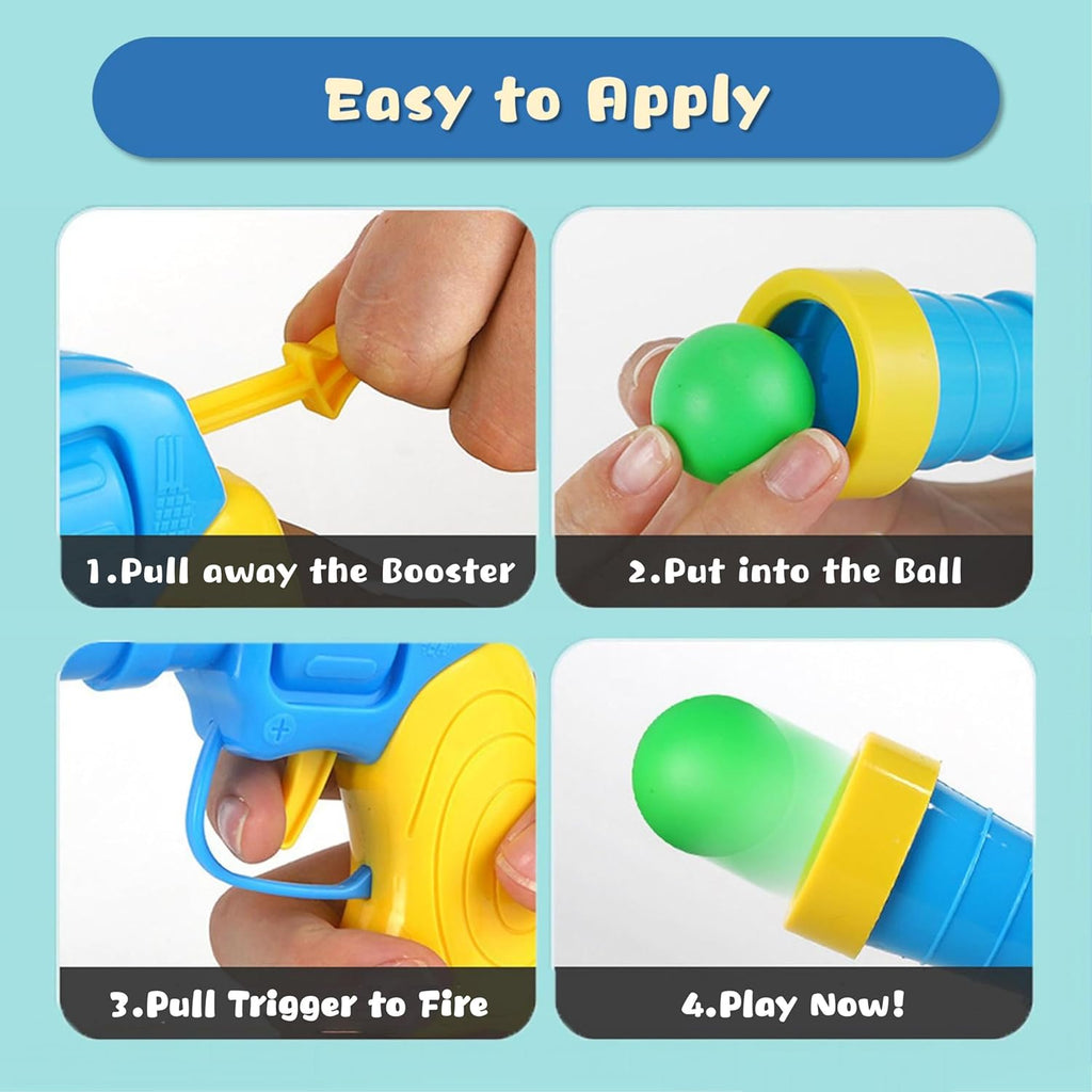 Low Noise Interactive Cat Ball Launcher Gun, 1 Noise-Reduced Launcher (New Upgraded), 20 Pcs Colorful Silent Plush Pom Pom Balls (1.2 Inches), with 4 Pcs Cat Spring Toy