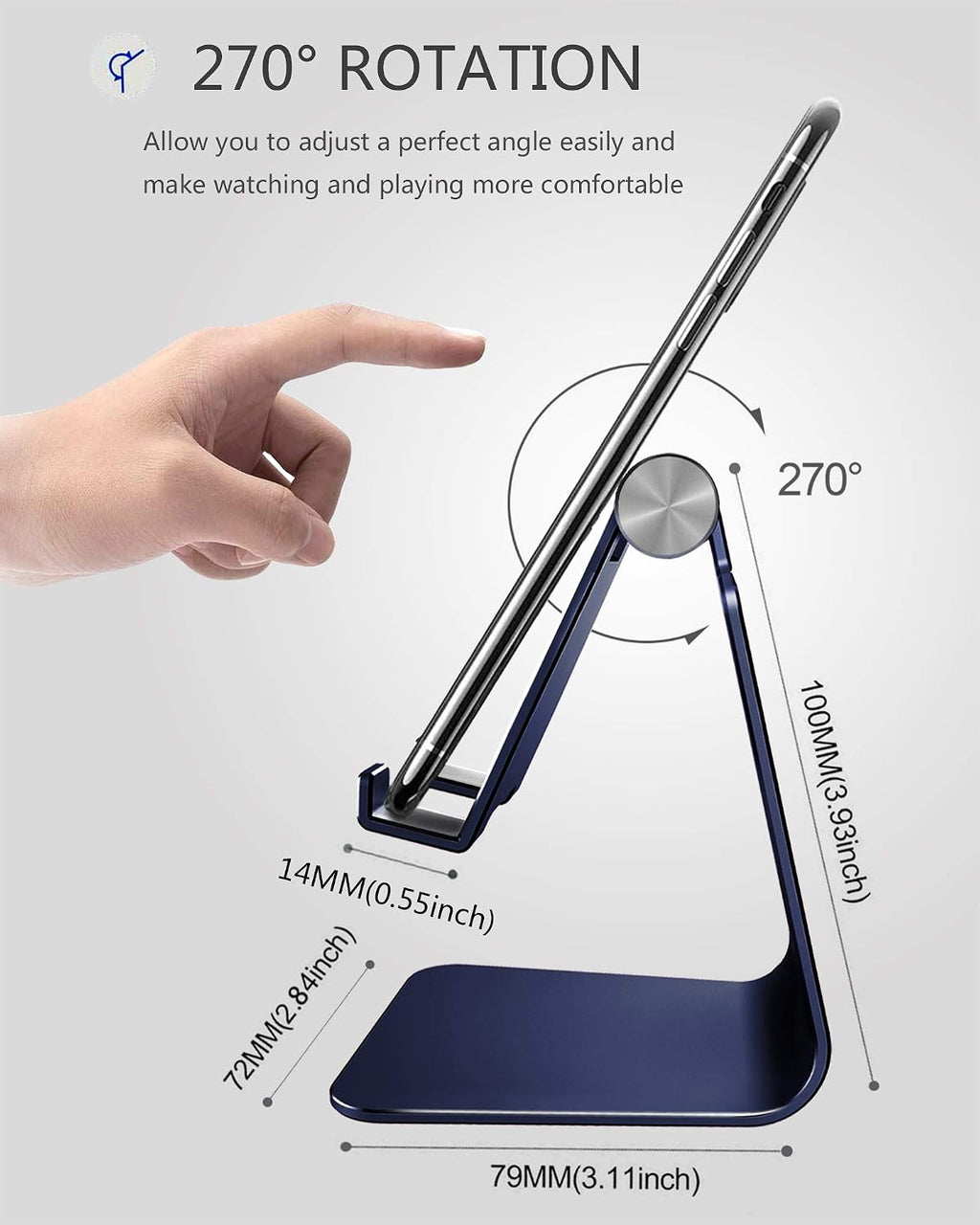 Aluminum Cell Phone Stand, Adjustable Phone Holder for Desk