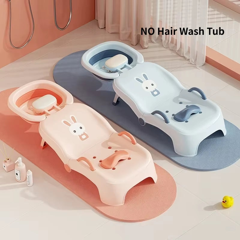 Foldable Children's Hair Washing Lounge Chair - Cute Cartoon Design for Home Use