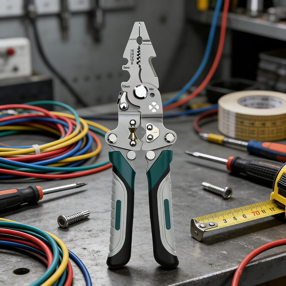18 in 1 Heavy Duty Multi Tool Pliers, Folding Electrician Hand Tool with Non Slip Handle for Electrical Repair and DIY