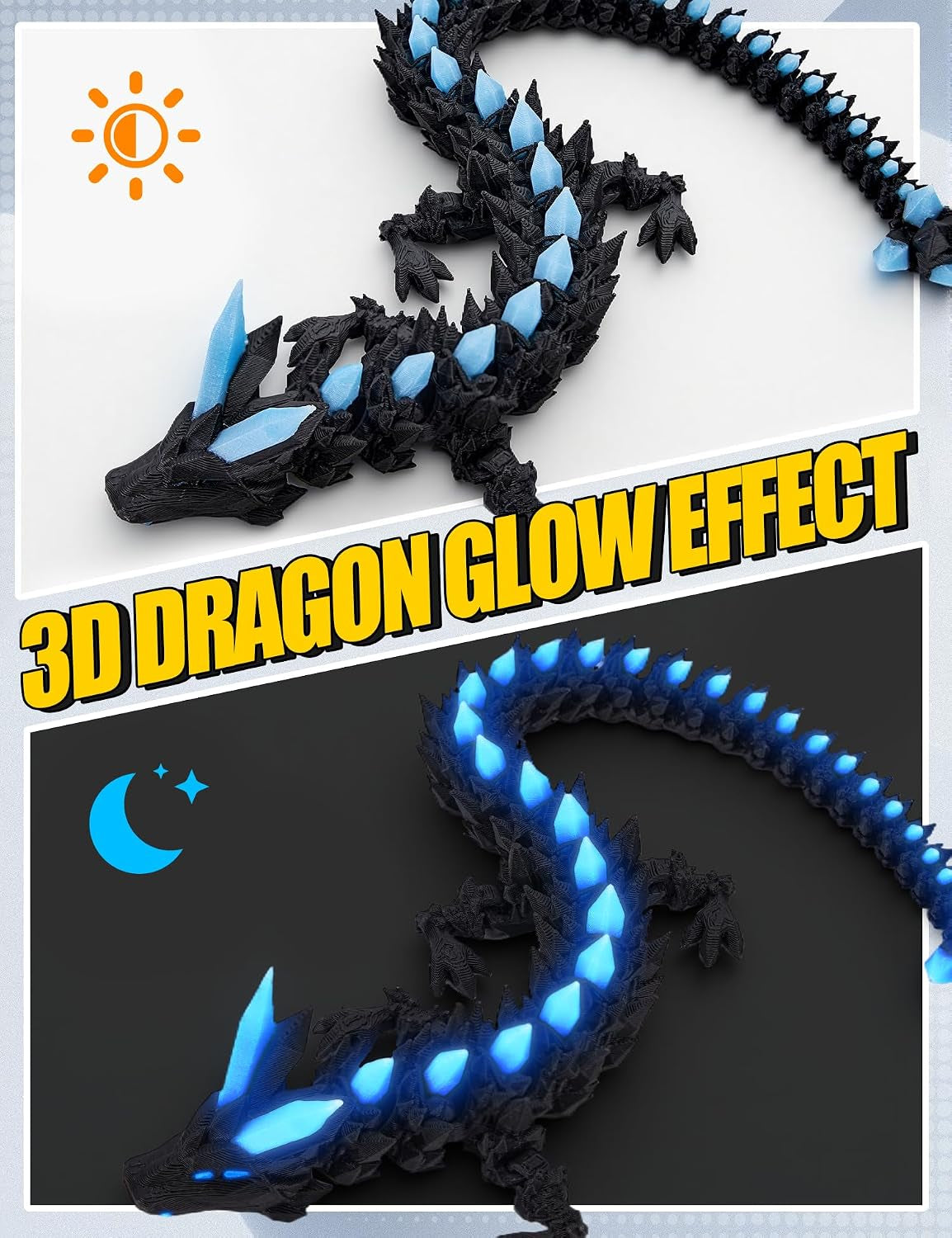 3D Printed Dragon Eggs Glow in the Dark Dragon Eggs with Dragon Toy 3D Printed Animals for Goodie Bag Fillers Pinata Stuffers for Kids Teens Treasure Box Toys for Classroom