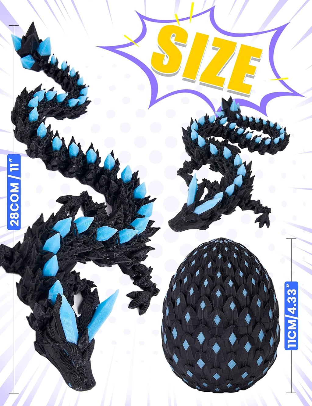 3D Printed Dragon Eggs Glow in the Dark Dragon Eggs with Dragon Toy 3D Printed Animals for Goodie Bag Fillers Pinata Stuffers for Kids Teens Treasure Box Toys for Classroom