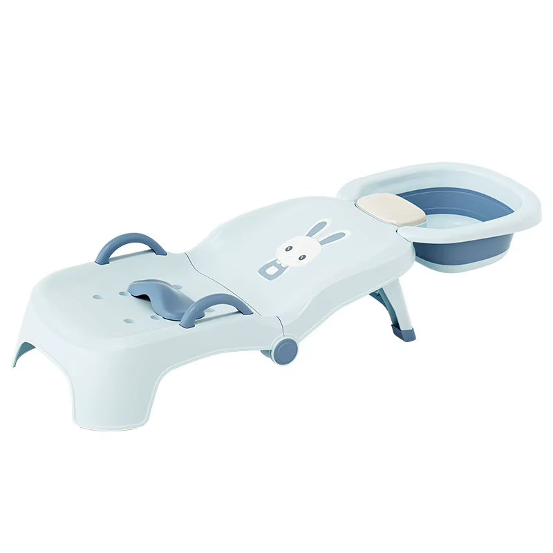 Foldable Children's Hair Washing Lounge Chair - Cute Cartoon Design for Home Use