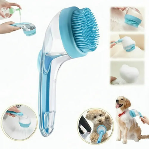 2026 New Universal 2-In-1 Pet Bath Brush - Ergo Grip, Plastic Body, Built-In Soap Dispenser, 8In×3In×4In Massage Aid, Reduces Shed While Washing, Boosts Blood Circulation for Dogs & Cats (Home Supplies)